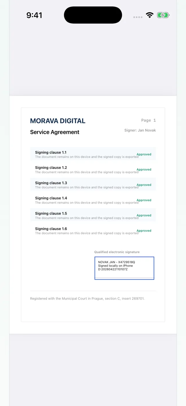 A signed PDF with a visible certificate signature